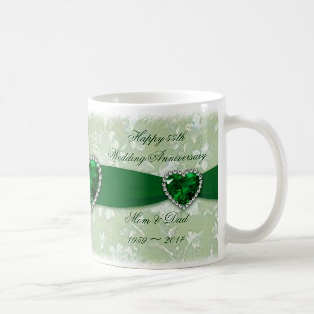 Damask 55th Wedding Anniversary Coffee Mug (Right)