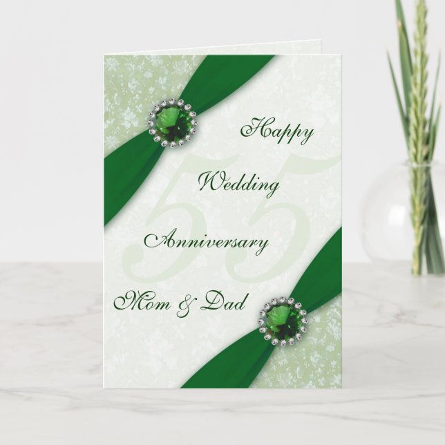 Damask 55th Wedding Anniversary Greeting Card (Front)