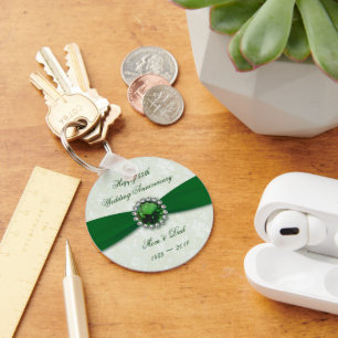 Damask 55th Wedding Anniversary Key Ring