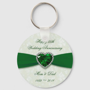 Damask 55th Wedding Anniversary Key Ring