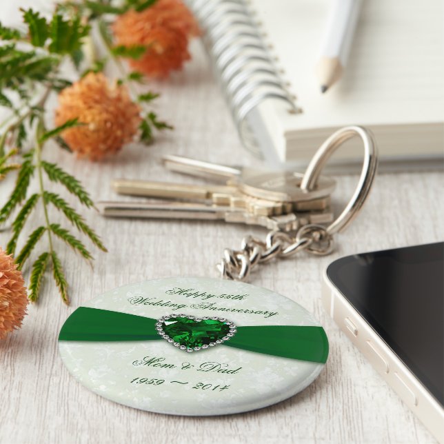 Damask 55th Wedding Anniversary Key Ring (Side)