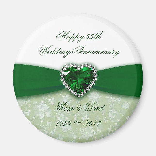 Damask 55th Wedding Anniversary Magnet (Front)