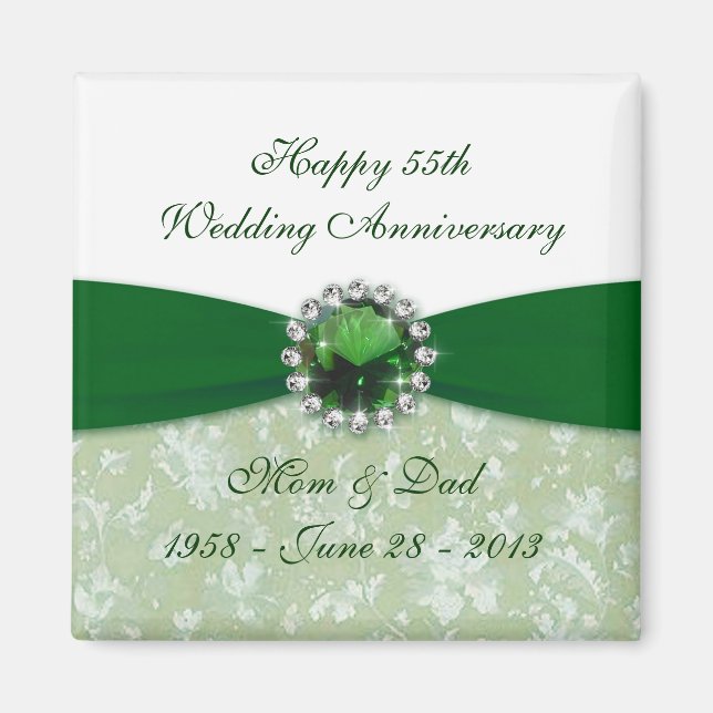 Damask 55th Wedding Anniversary Magnet (Front)