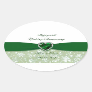 Damask 55th Wedding Anniversary Oval Sticker
