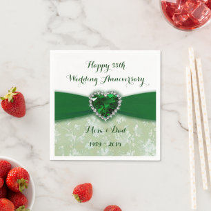 Damask 55th Wedding Anniversary Paper Napkins