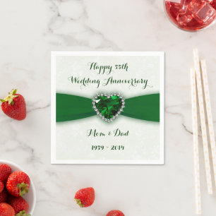 Damask 55th Wedding Anniversary Paper Napkins