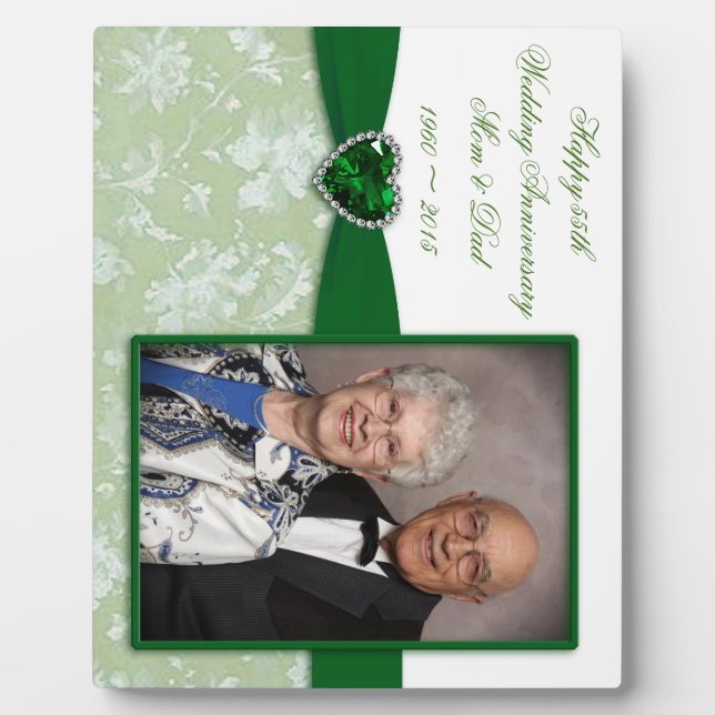 Damask 55th Wedding Anniversary Photo Plaque (Front)