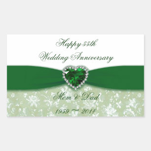 Damask 55th Wedding Anniversary Rectangular Sticker