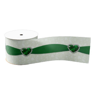 Damask 55th Wedding Anniversary Ribbon Grosgrain Ribbon
