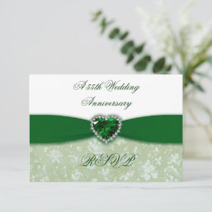 Damask 55th Wedding Anniversary RSVP Card