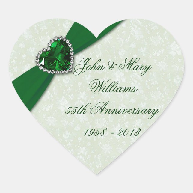 Damask 55th Wedding Anniversary Sticker (Front)