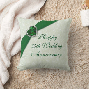 Damask 55th Wedding Anniversary Throw Pillow
