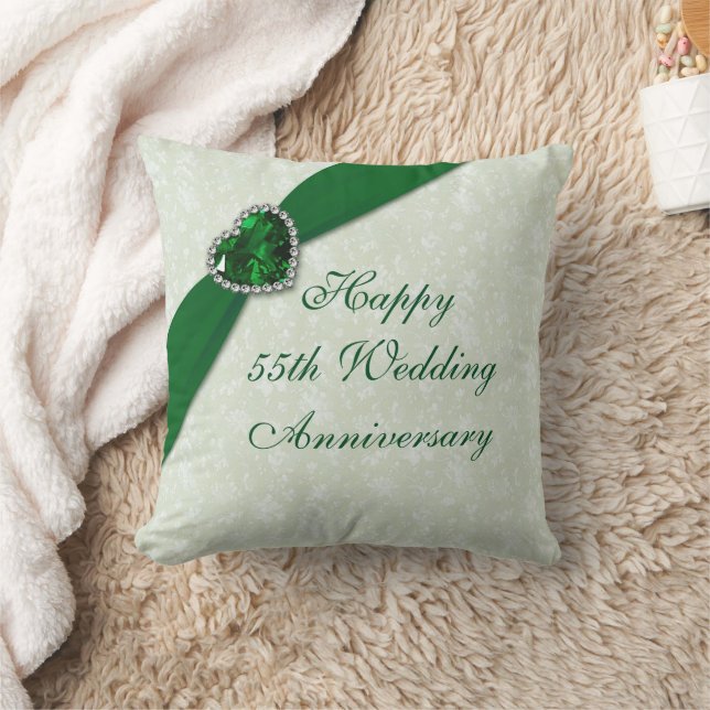 Damask 55th Wedding Anniversary Throw Pillow (Blanket)