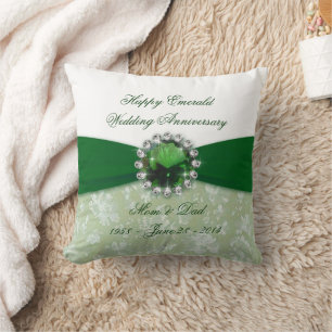 Damask 55th Wedding Anniversary Throw Pillow