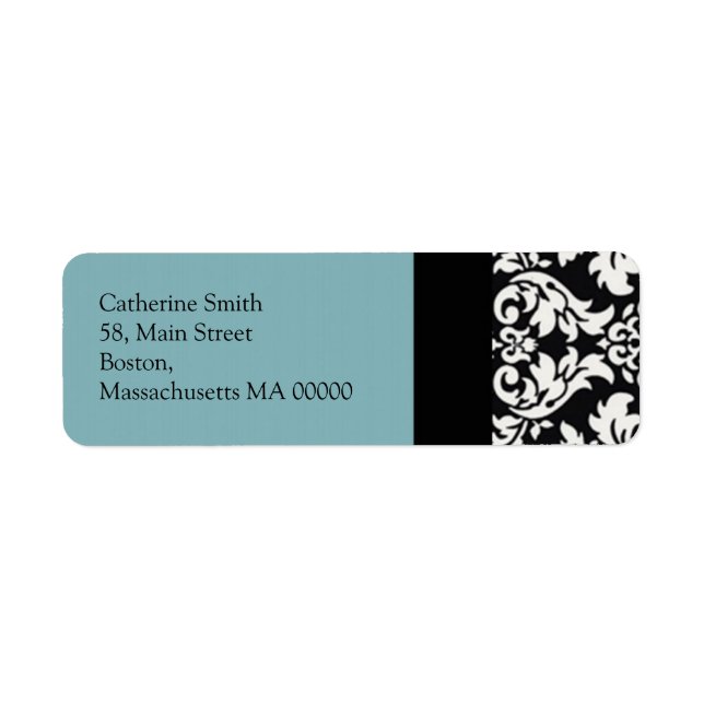 Damask Address Labels with Ice Blue (Front)