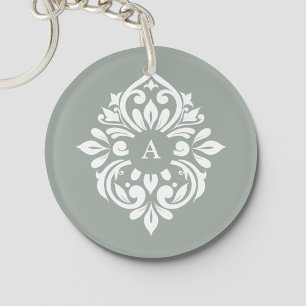 Damask Ambience (Pale Olive) Key Ring