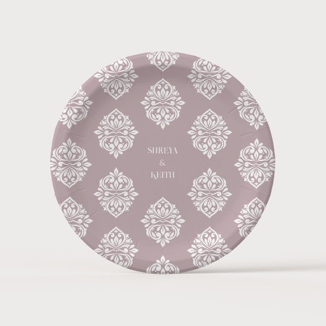 Damask Ambience Tuscany Pale Pink Fancy Wedding  Paper Plate (Creator Uploaded)