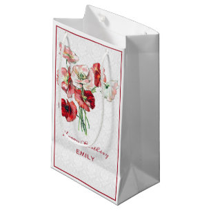 Damask And Bouquet Small Gift Bag