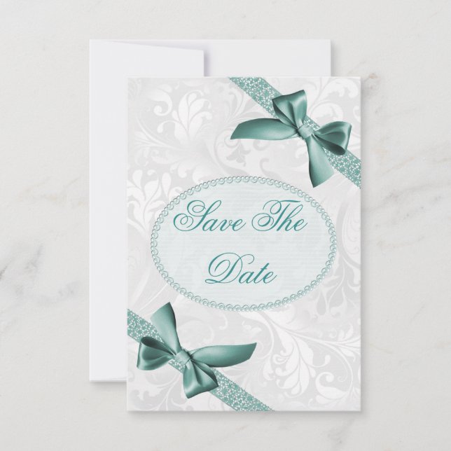 Damask and Bows 18th Birthday Save The Date (Front)
