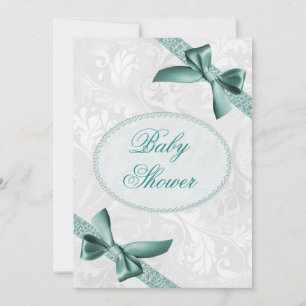 Damask and Bows Baby Shower Invitation