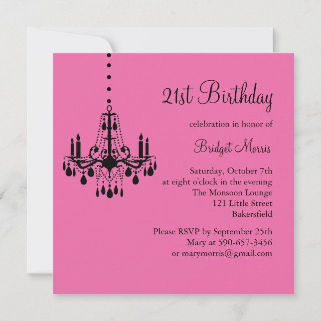 Damask and Crystals 21st Birthday Invitation (Front)
