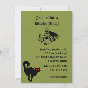 Damask and Green Halloween Invitation