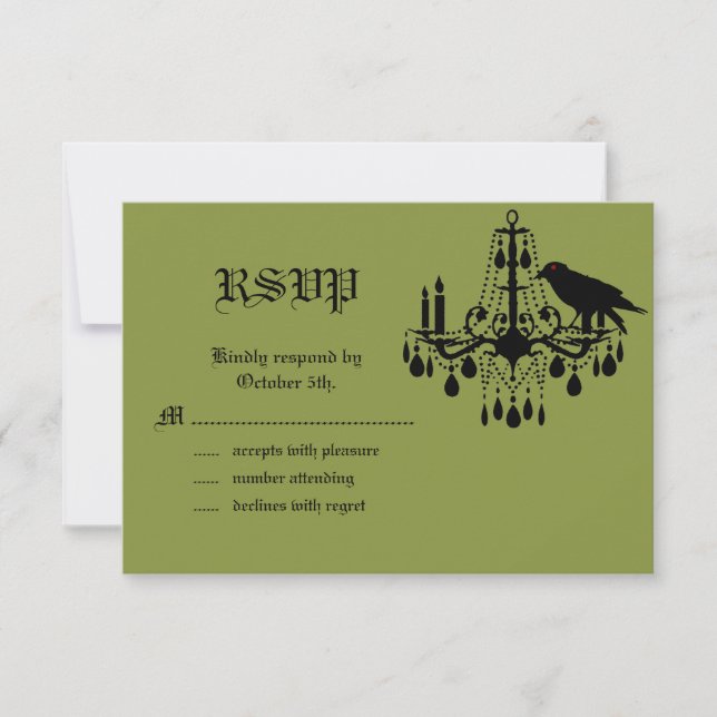 Damask and Green RSVP Card (Front)