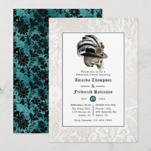 Damask and Lace Gothic Wedding Rehearsal Dinner Invitation