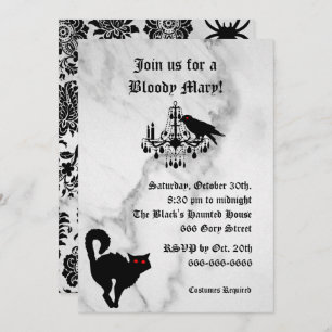 Damask and Marble Halloween Invitation