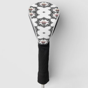 Damask and skull golf head cover