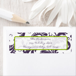 Damask Apple Green & Lapis Purple Address Label