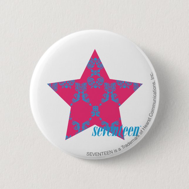 Damask Aqua-Magenta 2 6 Cm Round Badge (Front)