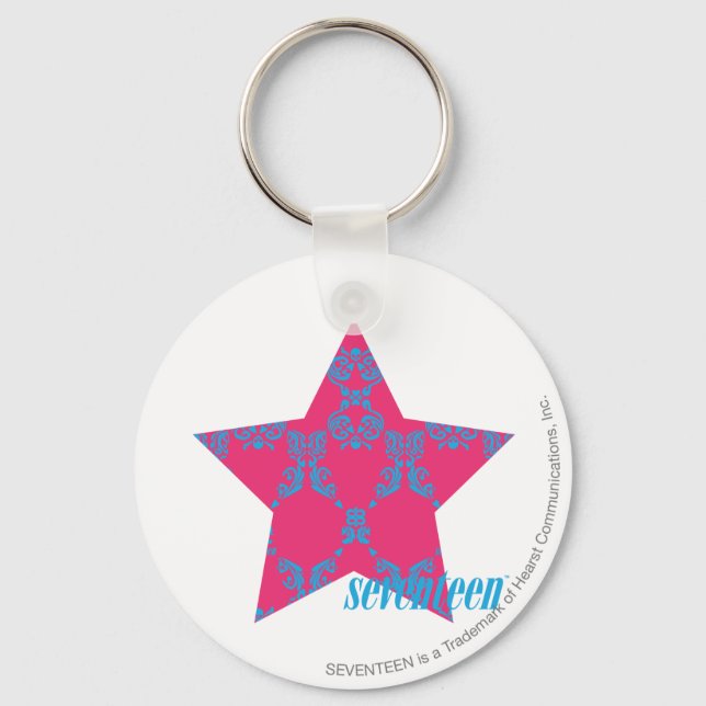 Damask Aqua-Magenta 2 Key Ring (Front)