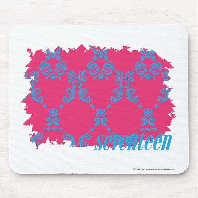 Damask Aqua-Magenta 3 Mouse Mat (Front)