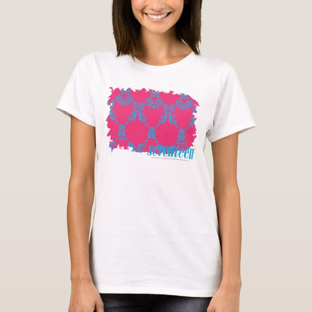 Damask Aqua Magenta 3 T-Shirt (Front)