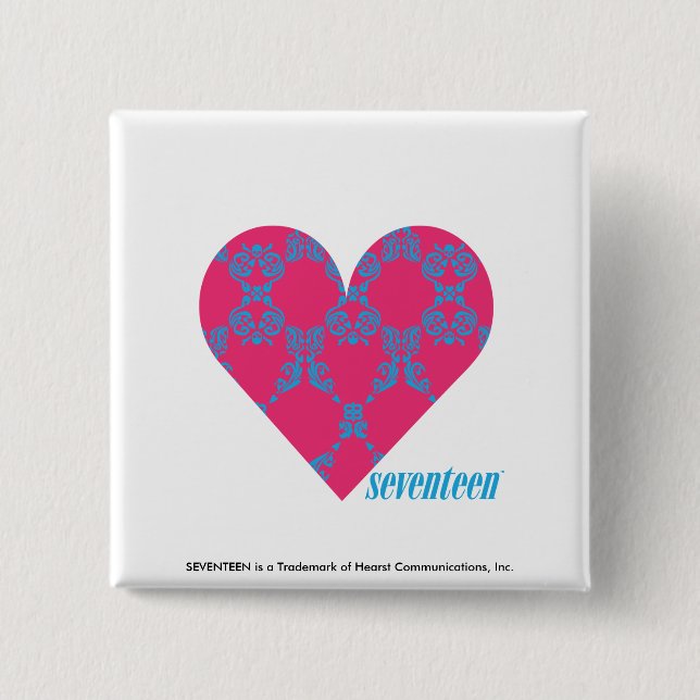 Damask Aqua-Magenta 4 15 Cm Square Badge (Front)