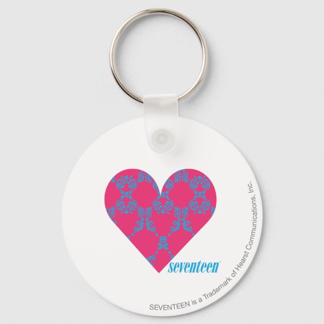 Damask Aqua-Magenta 4 Key Ring (Front)