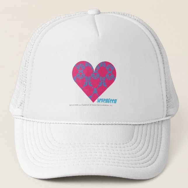 Damask Aqua-Magenta 4 Trucker Hat (Front)