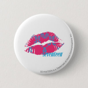 Damask Aqua-Magenta 6 Cm Round Badge