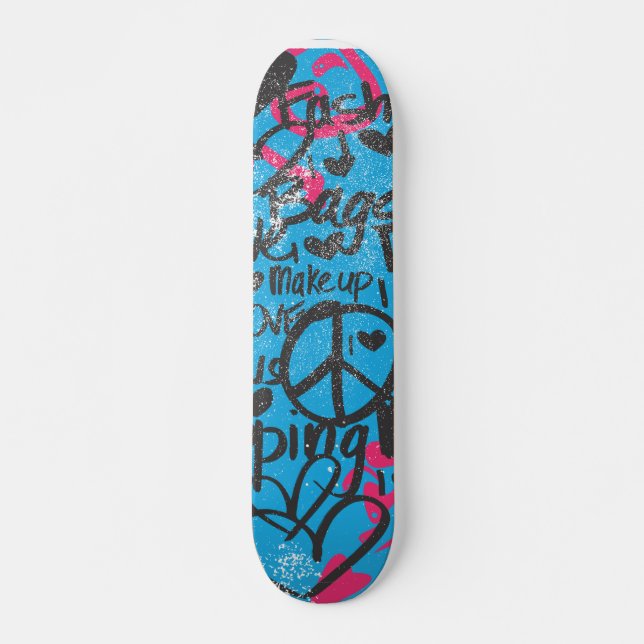 Damask  Aqua-Magenta, Grafitti Skateboard (Front)