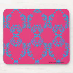 Damask Aqua-Magenta Mouse Mat