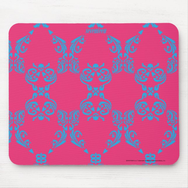 Damask Aqua-Magenta Mouse Mat (Front)
