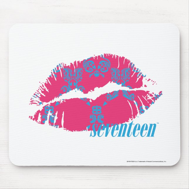 Damask Aqua-Magenta Mouse Mat (Front)