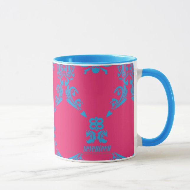 Damask Aqua-Magenta Mug (Right)
