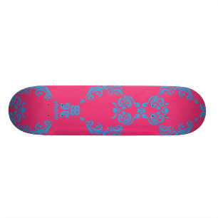 Damask Aqua-Magenta Skateboard