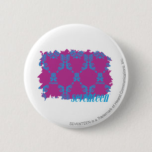 Damask Aqua-Purple 2 6 Cm Round Badge