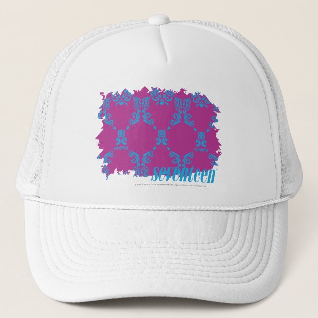 Damask Aqua-Purple 2 Trucker Hat (Front)