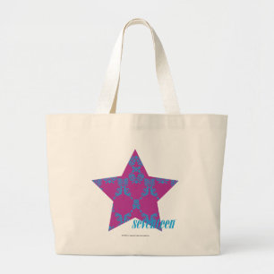 Damask Aqua-Purple 3 Large Tote Bag