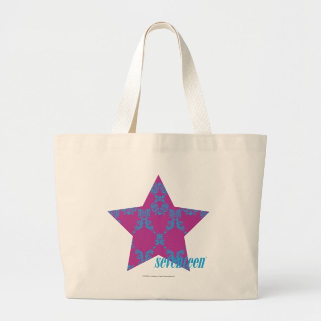 Damask Aqua-Purple 3 Large Tote Bag (Front)