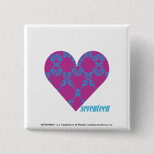 Damask Aqua-Purple 4 15 Cm Square Badge